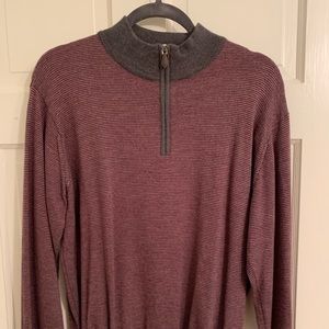 Peter Millar Grey/Red Cashmere Quarter Zip - XL